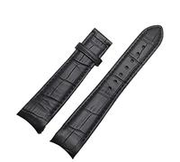SZCURC Uhrenarmband mit gebogenem Ende, echtes Lederarmband, 20 mm, 21 mm, 22 mm, stilvolles und langlebiges Ersatzband, Schwarz ohne Schnalle, 20 mm