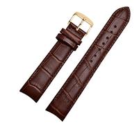 SZCURC Uhrenarmband mit gebogenem Ende, echtes Lederarmband, 20 mm, 21 mm, 22 mm, stilvolles und langlebiges Ersatzband, Anstecknadel aus Braungold, 21 mm