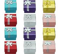 SZCXDKJ 12 Stück quadratische Ring-Geschenkbox aus Karton, Samt-Schmuckschatulle, Ohrring, Geschenkverpackung für Weihnachten, Valentinstag, Halskette, Ohrringe