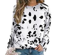 SZDIZOWE Dalmatiner Print T-Shirts Casual Cute Pullover Top Langarm Rundhals Sweatshirt, Dalmatiner-Aufdruck, S