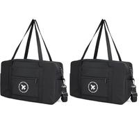 SZDPC Reisetasche für Ryanair Handgepäck 40x20x25 Tasche für Flugzeug, Faltbare Kleine Reisetasche Damen Herren (Schwarz) (Packung mit 2)