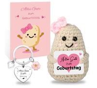 Szhhrxi Positive Kartoffel Geburtstagsgeschenk für Frauen, Pocket Hug Strickwolle Potato mit Schlüsselanhänger & Grußkarte, Glücksbringer Mutmacher Geschenk, Geschenke für Freundin (Geburtstag)
