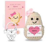 Szhhrxi Positive Kartoffel Geschenke für Mama, Pocket Hug Strickwolle Potato mit Schlüsselanhänger & Grußkarte, Glücksbringer Mutmacher Geschenk, Dankeschön Geschenke Klein (Mutter)