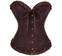 SZIVYSHI Bitter Schokolade Korsett für Frauen - Bustier Shapewear Corset - trägerlos Vintage viktorianischen Vollbrust Mode Spitze Taille Mieder für Night Out - Größe M
