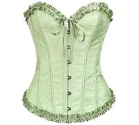 SZIVYSHI Damen Vollbrust Corsage Korsett Top Gothic Vintage Corsagen Bustier Corsette - Hell Grün - XXL