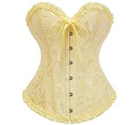 SZIVYSHI Elfen Gelb Korsett für Frauen - Bustier Shapewear Corset - trägerlos Vintage viktorianischen Vollbrust Mode Spitze Taille Mieder für Night Out - Größe XXS