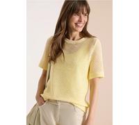 Cecil Damen T-Shirt mit Rundhals in Ajour-Optik in Gelb, Gr: S