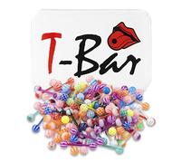 T Bar 30 x 14G Zungenpiercings Pack Zufällige Farbe 1,6 mm Bunte Zungenstecker Kunststoff Acryl Zungenpiercing, Acryl und Edelstahl