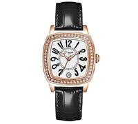 T-ENGINE Luxuriöse Damenuhr mit Echtlederarmband, Diamant-Inlay | Fashion Vintage Design, Schwarzes Band/goldfarbenes Zifferblatt, Vintage-Armbanduhr