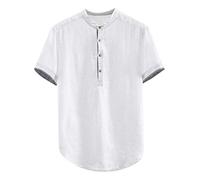 T Kurze Größe solides Plus Baggy-Knopf-Hemd mit Ärmeln aus Baumwolle Herrenbluse für Leinen Hemd Herren Blau Kariert