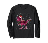 T Rex Pink Plaid Buffalo Dinosaurier Xmas Pyjama Damen Mädchen Langarmshirt