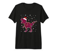 T Rex Pink Plaid Buffalo Dinosaurier Xmas Pyjama Damen Mädchen Premium T-Shirt