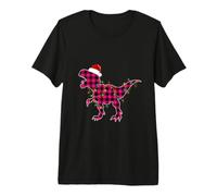 T Rex Pink Plaid Buffalo Dinosaurier Xmas Pyjama Damen Mädchen Premium T-Shirt
