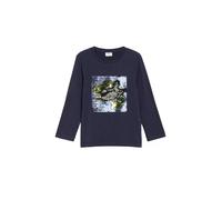 Langarmshirt S.OLIVER JUNIOR, Mädchen, Gr. 128/134, blau (dunkelblau), Jersey, Obermaterial: 100% Baumwolle, bequem normal, Rundhals, Shirts Langarmshirt, Wendepailletten, in 2 Richtungen streich- und