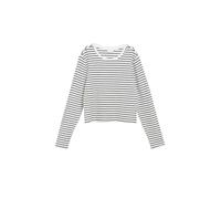 Langarmshirt S.OLIVER JUNIOR, Mädchen, Gr. 170/176, schwarz-weiß (sanftes weiß stripe), Feinripp, Obermaterial: 95% Baumwolle, 5% Elasthan, gestreift, slim fit taillenbedeckt, Rundhals, Shirts Langarm