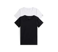 T-Shirt "2 PACK SHORT SLEEVE", Damen, Gr. S (36), weiß (weiß, schwarz), Jersey, Obermaterial: 95% Baumwolle, 5% Elasthan, TOMMY HILFIGER UNDERWEAR, unifarben, regular fit normal, Rundhals, abgesteppte