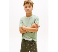 T-Shirt "2 PK SS TEE mit Stickerei und Rundhals im 2er-Pack", Jungen, Gr. 152/158, army grün, minty grau, Jersey, Obermaterial: 100% Baumwolle, TOMMY HILFIGER UNDERWEAR, normal hüftbedeckend, Rundhals