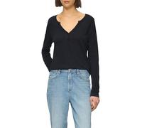 Langarmshirt mit Henley-Ausschnitt und Flammgarnstruktur 36 blau 2164093.5959.36