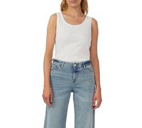 Stricktop S.OLIVER, Damen, Gr. 42, weiß (sanftes weiß), Rippstrick, Obermaterial: 100% Baumwolle, unifarben, casual, körpernah hüftbedeckend, Rundhals, ohne Ärmel, Tops, in Ripp-Optik (16273505-42) sa
