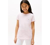T-Shirt "2P CN TEE mit Stickerei und Rundhals im 2er-Pack", Mädchen, Gr. 128/134, pink (weiß, light pink), Jersey, Obermaterial: 100% Baumwolle, TOMMY HILFIGER UNDERWEAR, unifarben, normal hüftbedecke