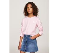 T-Shirt "2PK LS TEE", Mädchen, Gr. 128/134, pink (light pink, weiß), Jersey, Obermaterial: 100% Baumwolle, TOMMY HILFIGER UNDERWEAR, unifarben, körpernah, Rundhals, abgesteppt, Shirts T-Shirt, mit Log