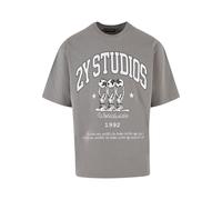 T-Shirt 2Y STUDIOS "2Y Studios Herren 2Y Globus Oversize Tee", Damen, Gr. M, washed grau, 100% Baumwolle, bedruckt, relaxed fit, Rundhals, Shirts T-Shirt (85951069-M) washed grau