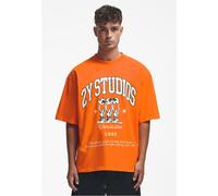 T-Shirt 2Y STUDIOS "2Y Studios Herren 2Y Globus Oversize Tee", Damen, Gr. S, orange, 100% Baumwolle, bedruckt, relaxed fit, Rundhals, Shirts T-Shirt (60420746-S) orange