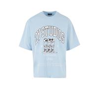 T-Shirt 2Y STUDIOS "2Y Studios Herren 2Y Globus Oversize Tee", Herren, Gr. S, blau, 100% Baumwolle, bedruckt, relaxed fit, Rundhals, Shirts T-Shirt (46947944-S) blau