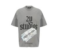 T-Shirt 2Y STUDIOS "2Y Studios Herren Razor Oversize Tee", Herren, Gr. XS, grau (washed grau), 100% Baumwolle, bedruckt, oversize, Rundhals, Shirts T-Shirt (96080430-XS) washed grau