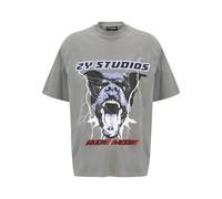 T-Shirt 2Y STUDIOS "2Y Studios Herren Rottweiler Oversize Tee", Herren, Gr. XS, grau (washed grau), 100% Baumwolle, bedruckt, oversize, Rundhals, Shirts T-Shirt (90452049-XS) washed grau