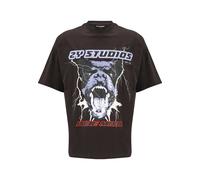T-Shirt 2Y STUDIOS "2Y Studios Herren Rottweiler Oversize Tee", Herren, Gr. XS, washed schwarz, 100% Baumwolle, bedruckt, oversize, Rundhals, Shirts T-Shirt (87786621-XS)