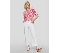 Rundhalsshirt RABE, Damen, Gr. 36, koralle, Web, Obermaterial: 76% Baumwolle, 16% Polyester, 8% Elasthan, bedruckt, gestreift, hüftbedeckend, Rundhals, Shirts Rundhalsshirt, im Streifen-Look und mit G