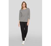 Print-Shirt RABE "T-Shirt", Damen, Gr. 38, schwarz-weiß (schwarz), 83%Polyester 12%Viskose 5%Elasthan, gestreift, tailliert, Shirts (97433353-38) schwarz