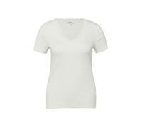 Kurzarmshirt S.OLIVER, Damen, Gr. 38, sanftes weiß, Feinripp, Obermaterial: 95% Baumwolle, 5% Elasthan, unifarben, regular fit hüftbedeckend, V-Ausschnitt, Shirts, mit V-Ausschnitt und Spitze (7973005