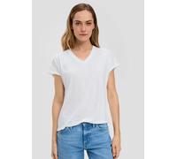 Jersey-T-Shirt im Relaxed Fit mit Spitzendetails 38 weiß