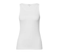 Tanktop S.OLIVER, Damen, Gr. 40, weiß, Rippware, Obermaterial: 95% Baumwolle, 5% Elasthan, unifarben, slim fit normal, Rundhals, Tops Tanktop, mit Streifen Muster (44868949-40) weiß