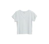 Gestreiftes Jersey-T-Shirt mit V-Ausschnitt 40 blau|creme 2178719.50G5.40