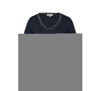Kurzarmshirt S.OLIVER, Damen, Gr. 42, navy, Feinripp, Obermaterial: 95% Baumwolle, 5% Elasthan, unifarben, regular fit hüftbedeckend, V-Ausschnitt, Shirts Kurzarmshirt, mit V-Ausschnitt und Spitze (95