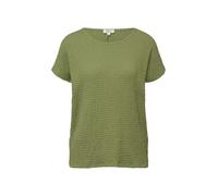 T-Shirt S.OLIVER, Damen, Gr. 44, summer khaki, Strick, Obermaterial: 96% Polyester, 4% Elasthan, Strukturmuster, relaxed fit normal, U-Boot-Ausschnitt, Shirts T-Shirt, mit Struktur Muster (13785057-44