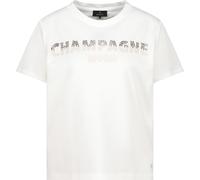 T-Shirt MONARI "Shirt Schmuckschrift", Damen, Gr. 44, off, weiß, Web, Obermaterial: 50% Baumwolle, 50% Modal, unifarben, regular fit taillenbedeckt, Rundhals, eingesetzt abgesteppte Kante, Shirts T-Sh