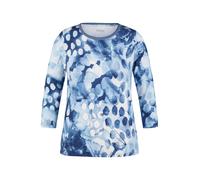 3/4-Arm-Shirt RABE, Damen, Gr. 46, dunkel jeans, Obermaterial: 92% Viskose, 8% Elasthan, bedruckt, casual, regular fit taillenbedeckt, Rundhals, 3/4-Ärmel gerader Abschluss, Shirts, mit All-Over Print