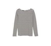 Langarmshirt S.OLIVER, Damen, Gr. 46, schwarz-weiß (braun stripe), Single Jersey, Obermaterial: 100% Baumwolle, gestreift, normal hüftbedeckend, Rundhals, abgesteppte Kante, Shirts Langarmshirt, im St