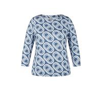 Print-Shirt RABE "T-Shirt", Damen, Gr. 48, blau (dunkelblau), 96%Viskose 4%Elastan, feminin, gerade, 3/4-Ärmel, Shirts (24271420-48) dunkelblau