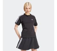 T-Shirt ADIDAS ORIGINALS "3-STREIFEN", Damen, Gr. S, schwarz, Obermaterial: 94% Baumwolle, 6% Elasthan, gestreift, normal, Rundhals, Shirts T-Shirt, ohne Verschluss, mit Rippdetails, aus Baumwolle und