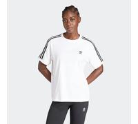 T-Shirt ADIDAS ORIGINALS "3-STREIFEN", Damen, Gr. XS, weiß, Obermaterial: 94% Baumwolle, 6% Elasthan, gestreift, normal, Rundhals, Shirts T-Shirt, ohne Verschluss, mit Rippdetails, aus Baumwolle und E