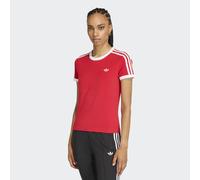 T-Shirt ADIDAS ORIGINALS "3S TEE SLIM", Damen, Gr. L, better scarlet, weiß, Obermaterial: 93% Baumwolle, 7% Elasthan, Rundhals, Shirts T-Shirt, sanft anliegende Passform, ohne Verschluss, für sportlic
