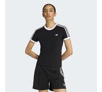 T-Shirt ADIDAS ORIGINALS "3S TEE SLIM", Damen, Gr. M, schwarz, weiß, Obermaterial: 93% Baumwolle, 7% Elasthan, Rundhals, Shirts T-Shirt, sanft anliegende Passform, ohne Verschluss, für sportlichen Loo