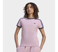 T-Shirt ADIDAS ORIGINALS "3-STREIFEN SLIM", Damen, Gr. XL, magic mauve, night indigo, Obermaterial: 93% Baumwolle, 7% Elasthan, Rundhals, Shirts T-Shirt, sanft anliegende Passform, ohne Verschluss, fü
