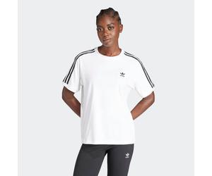 T-Shirt ADIDAS ORIGINALS "3 STRIPE TEE", Damen, Gr. M, weiß, Obermaterial: 94% Baumwolle, 6% Elasthan, gestreift, normal, Rundhals, Shirts T-Shirt, ohne Verschluss, mit Rippdetails, aus Baumwolle und
