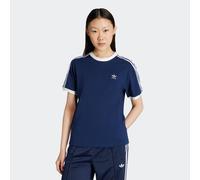 T-Shirt ADIDAS ORIGINALS "3 STRIPE TEE", Damen, Gr. XXL, blau (night indigo, weiß), Obermaterial: 94% Baumwolle, 6% Elasthan, normal, Rundhals, Shirts T-Shirt, ohne Verschluss, mit Rippdetails, aus Ba
